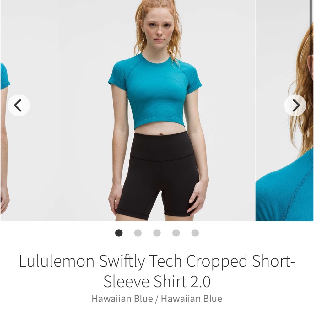 Lululemon swiftly tech cropped SS shirt 2.0 HAWAIIAN BLUE Sz 6